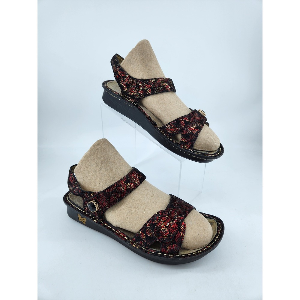 Alegria Vienna Sandals Women 39 Red Gold Metallic Leather VIE-274X Fair
